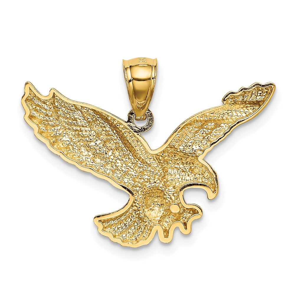 14K Gelbgold Gold Polierter und Strukturierter Adler-Anhänger