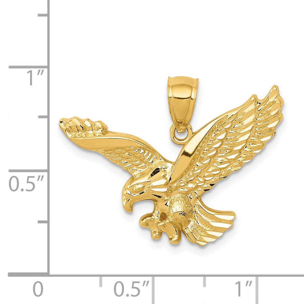 14K Gelbgold Gold Polierter und Strukturierter Adler-Anhänger