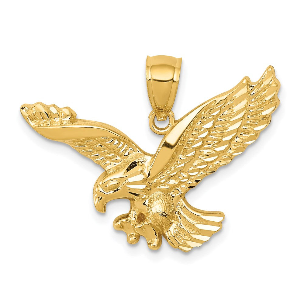14K Gelbgold Gold Polierter und Strukturierter Adler-Anhänger