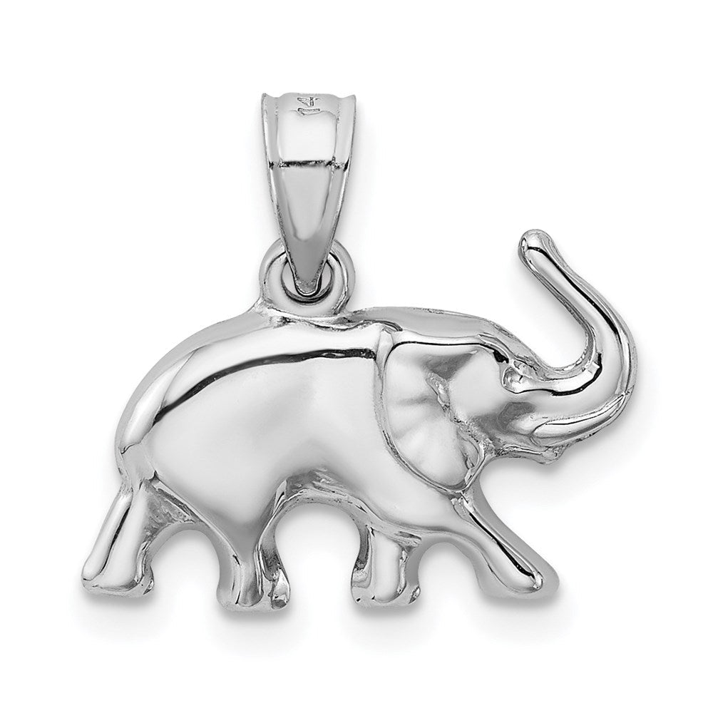 14K Weißgold 3d Poliert Elefant Anhänger