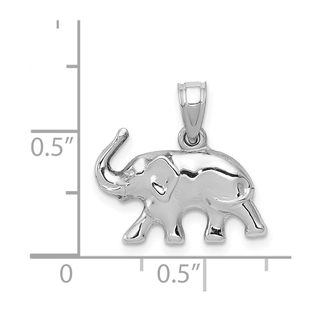 14K Weißgold 3d Poliert Elefant Anhänger