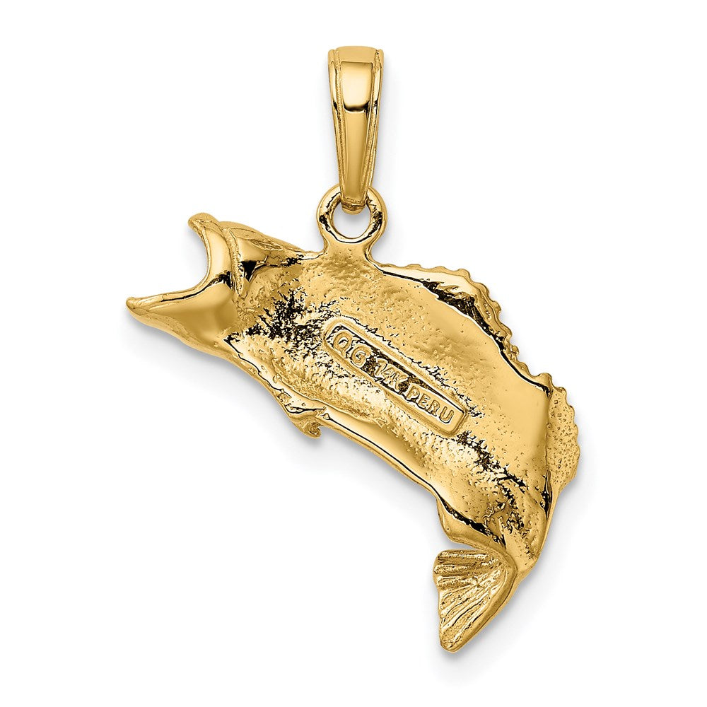 14K Gelbgold Polierter Strukturierter Barschfisch-Anhänger