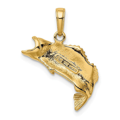14K Gelbgold Polierter Strukturierter Barschfisch-Anhänger