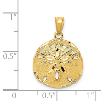 14K Gelbgold Großer Polierter Sanddollar-Anhänger