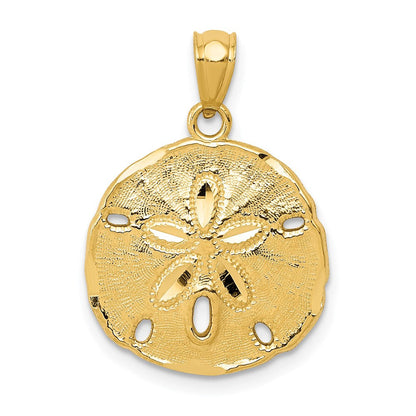 14K Gelbgold Großer Polierter Sanddollar-Anhänger