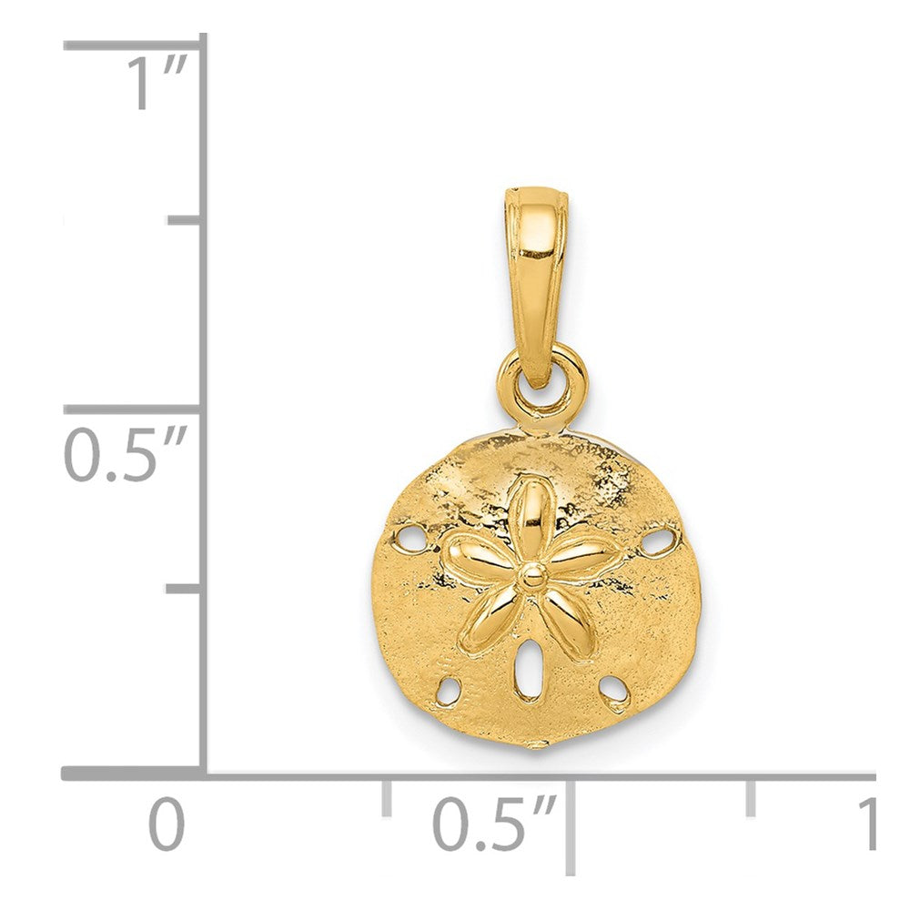 14K Gelbgold Poliert Sand Dollar Anhänger