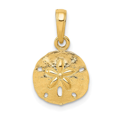 14K Gelbgold Poliert Sand Dollar Anhänger