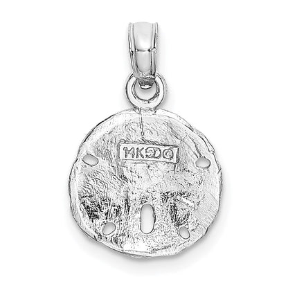 14K Weißgold Poliert Sand Dollar Anhänger