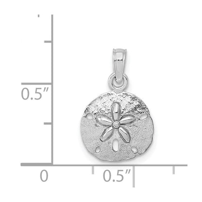 14K Weißgold Poliert Sand Dollar Anhänger