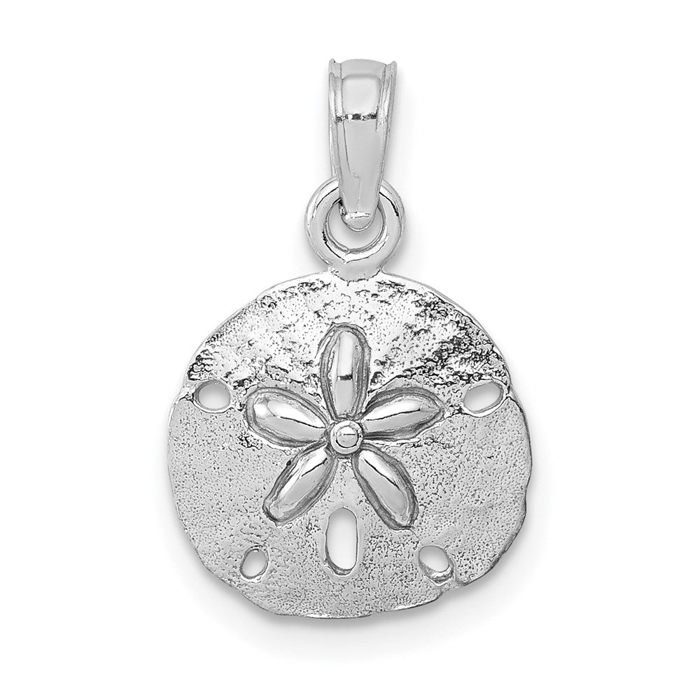 14K Weißgold Poliert Sand Dollar Anhänger