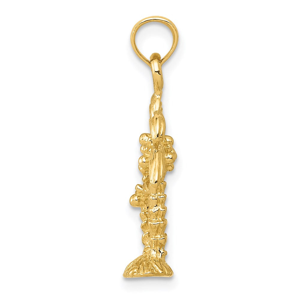 14K Gelbgold Polierter/Strukturierter Doppel-Palmen-Anhänger