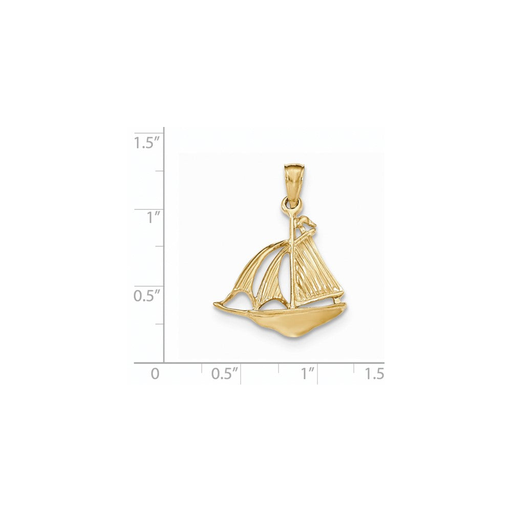 14K Gelbgold 3-D-Segelboot-Anhänger
