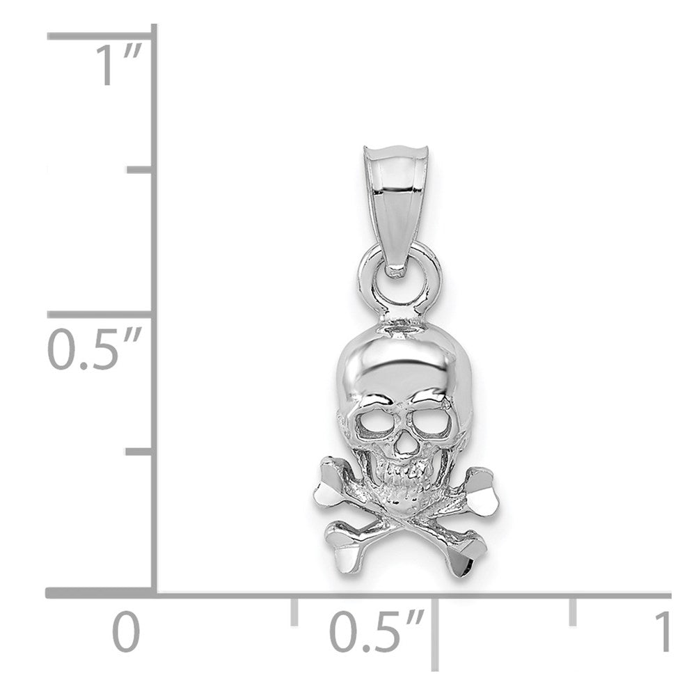14K Weißgold Totenkopf und Crossbones Anhänger