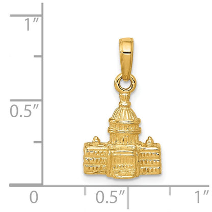 14K Gelbgold 3D-Anhänger „Kapitolgebäude Washington D.C
