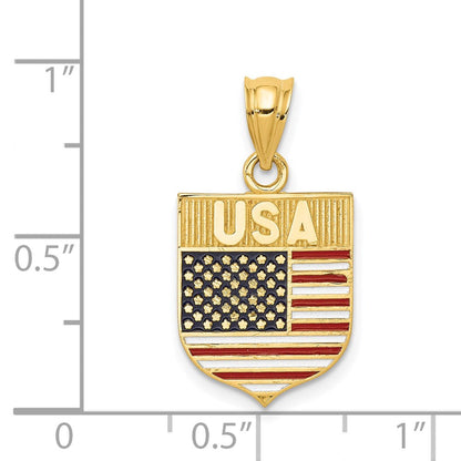 14K Gelbgold USA-Flagge emaillierter Anhänger