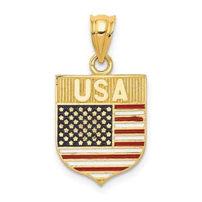 14K Gelbgold USA-Flagge emaillierter Anhänger