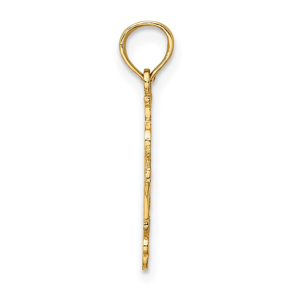 14K Gelbgold I Herz Las Vegas mit Dice Graviert Charm