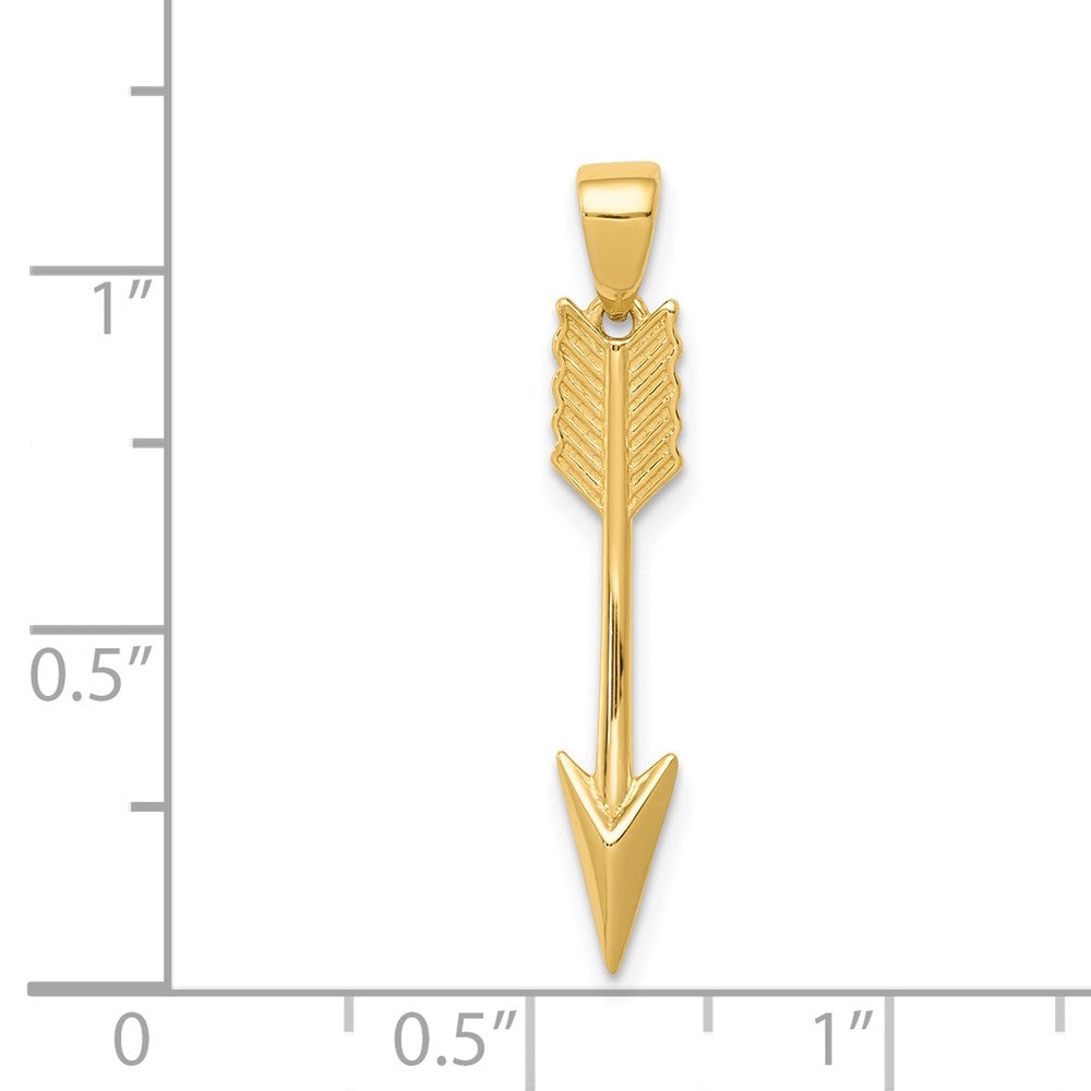 14K Gelbgold Poliert 3d Pfeil Anhänger