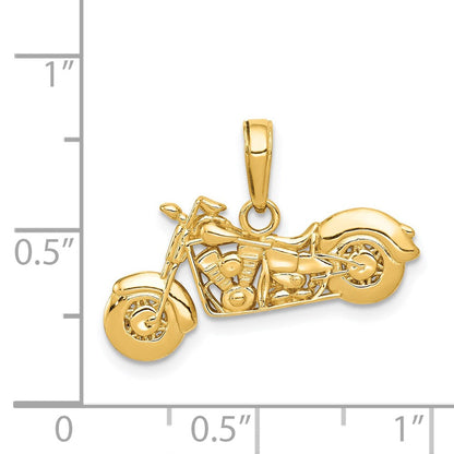 14K Gelbgold Poliert/Texturiert 3-D Motorrad-Anhänger