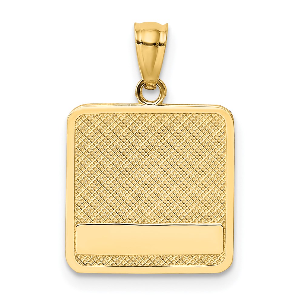 14K Gelbgold Gold Poliert Texturiert Hand- und Pfotenabdruck Quadratischer Anhänger