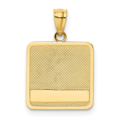 14K Gelbgold Gold Poliert Texturiert Hand- und Pfotenabdruck Quadratischer Anhänger
