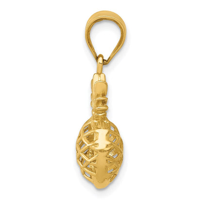 14K Gelbgold Poliert 3d Pineapple Anhänger