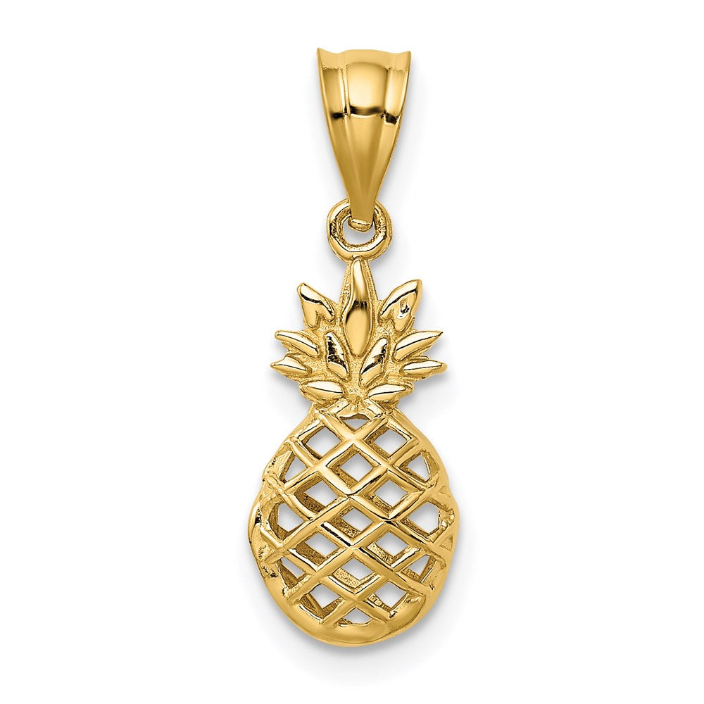 14K Gelbgold Poliert 3d Pineapple Anhänger