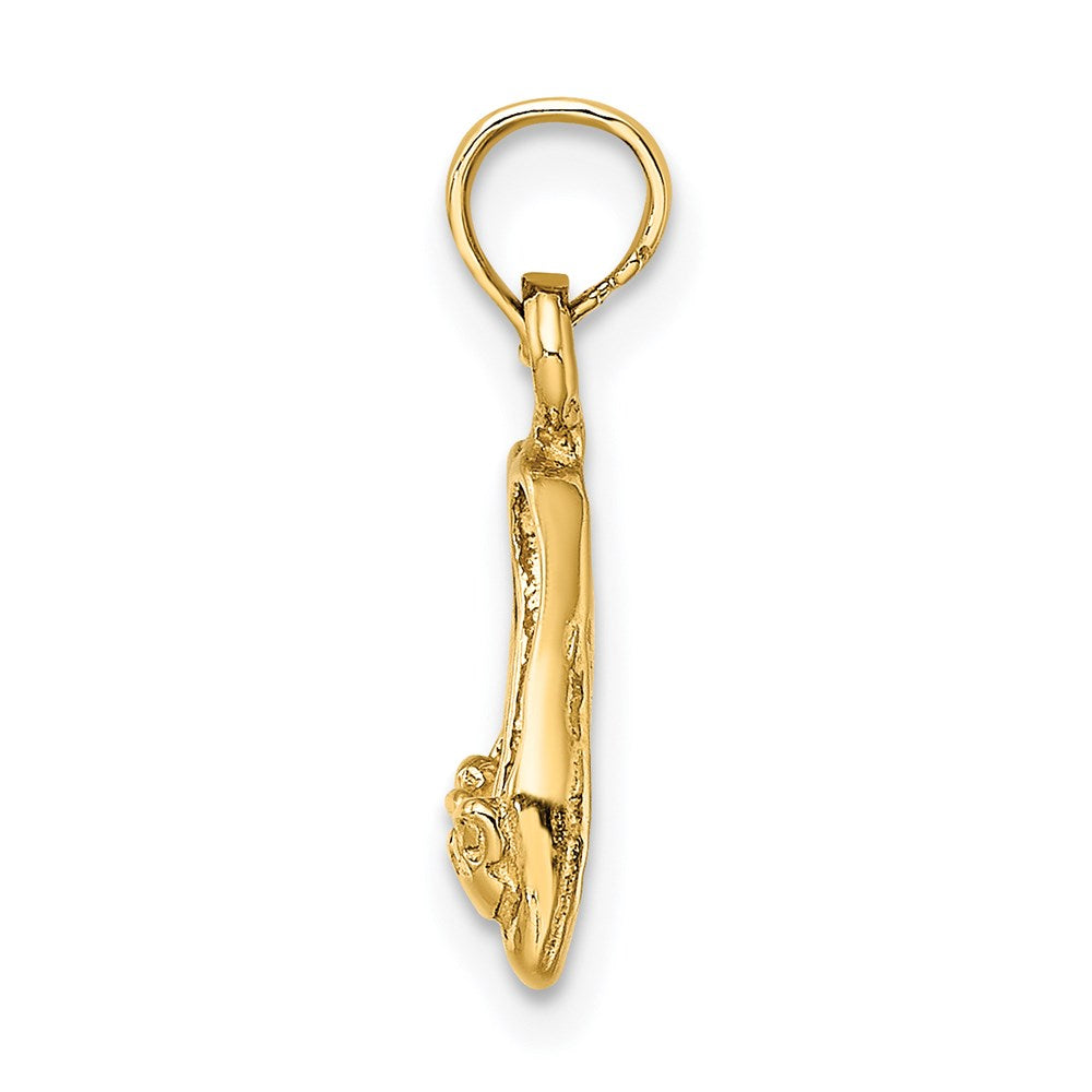 14K Gelbgold 3d Poliert Strukturiert Ballerina Slippers Charm