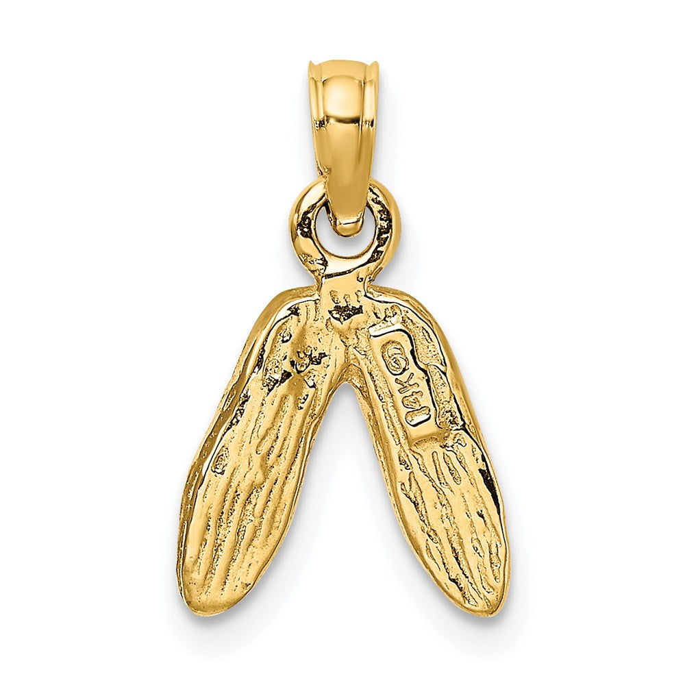 14K Gelbgold 3d Poliert Strukturiert Ballerina Slippers Charm