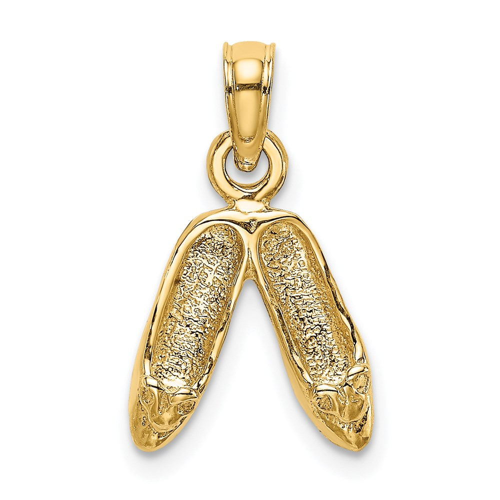 14K Gelbgold 3d Poliert Strukturiert Ballerina Slippers Charm