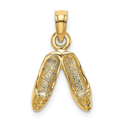 14K Gelbgold 3d Poliert Strukturiert Ballerina Slippers Charm