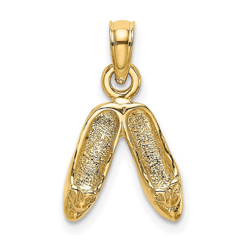 14K Gelbgold 3d Poliert Strukturiert Ballerina Slippers Charm