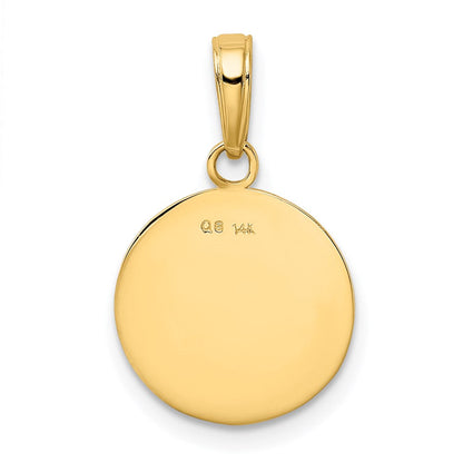 14K Gelbgold Polierter Baseball-Anhänger mit geschlossener Rückseite