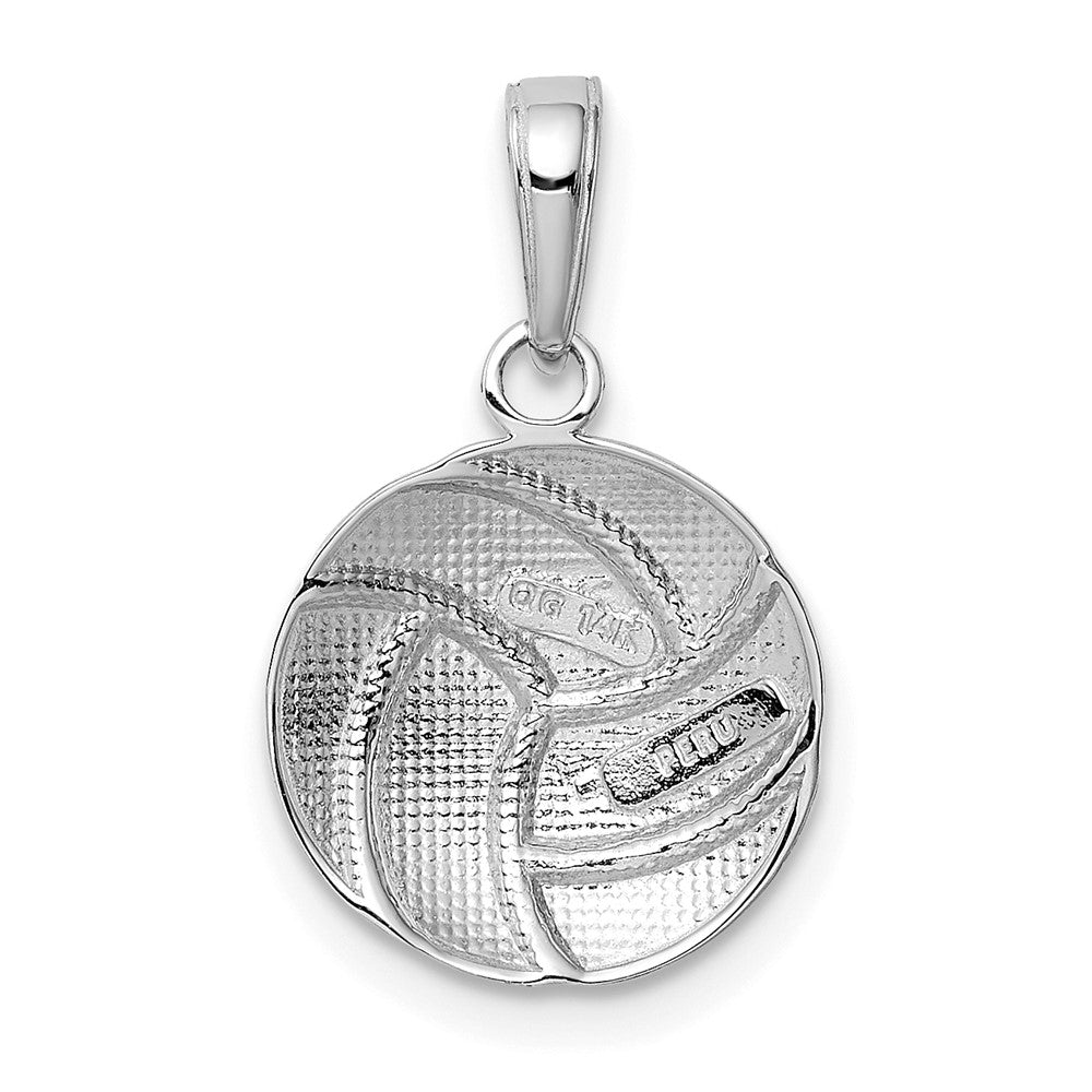 14K Weißgold Poliert Volleyball Anhänger