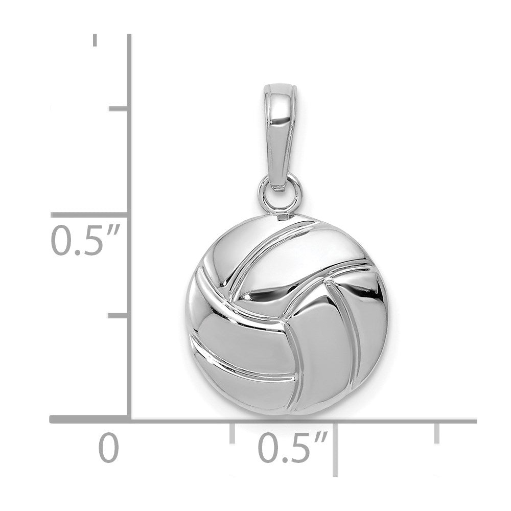 14K Weißgold Poliert Volleyball Anhänger