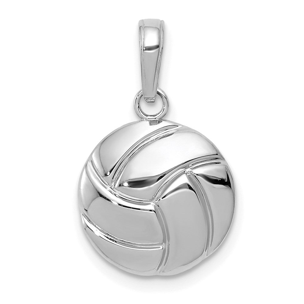 14K Weißgold Poliert Volleyball Anhänger