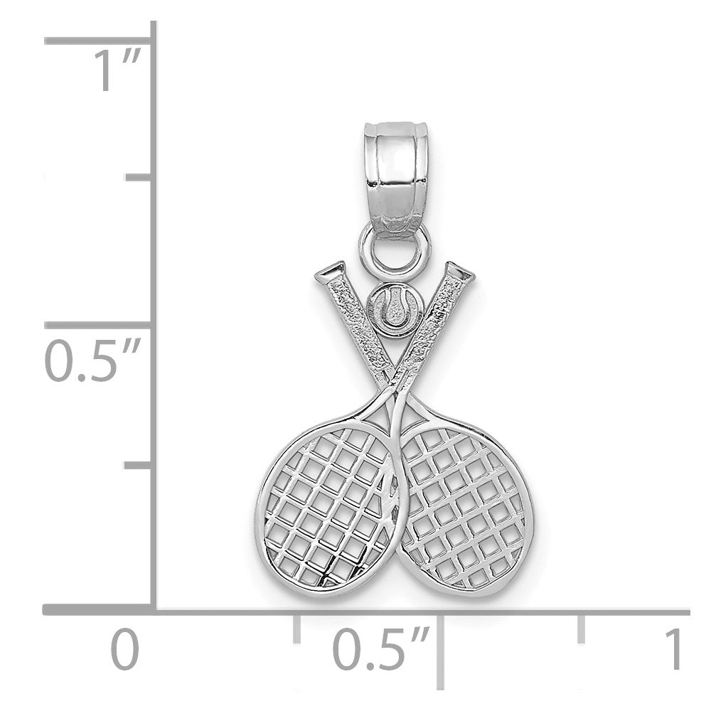 14K Weißgold Doppelt Tennis Schläger Charm