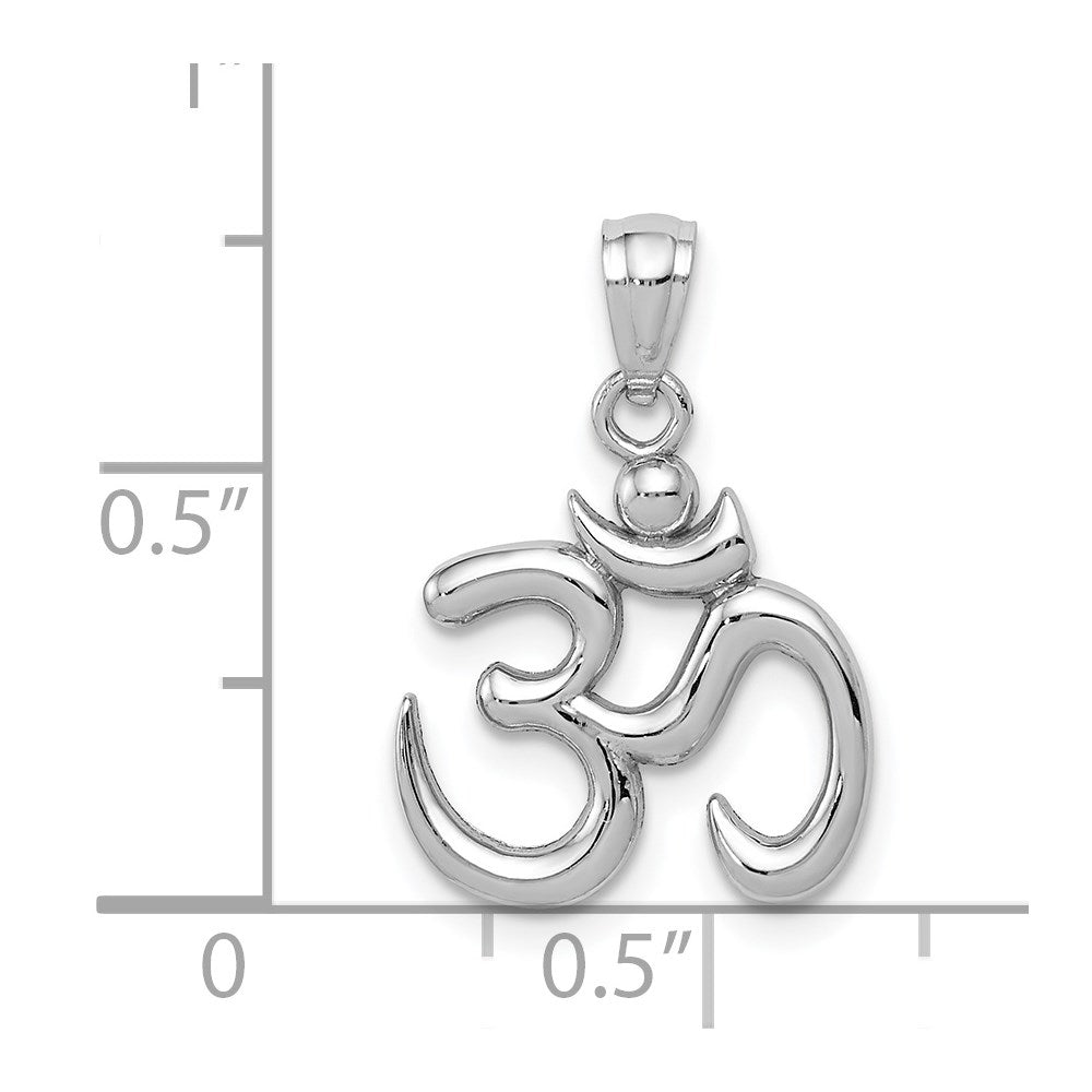 14K Weißgold Poliert Om Symbol Anhänger