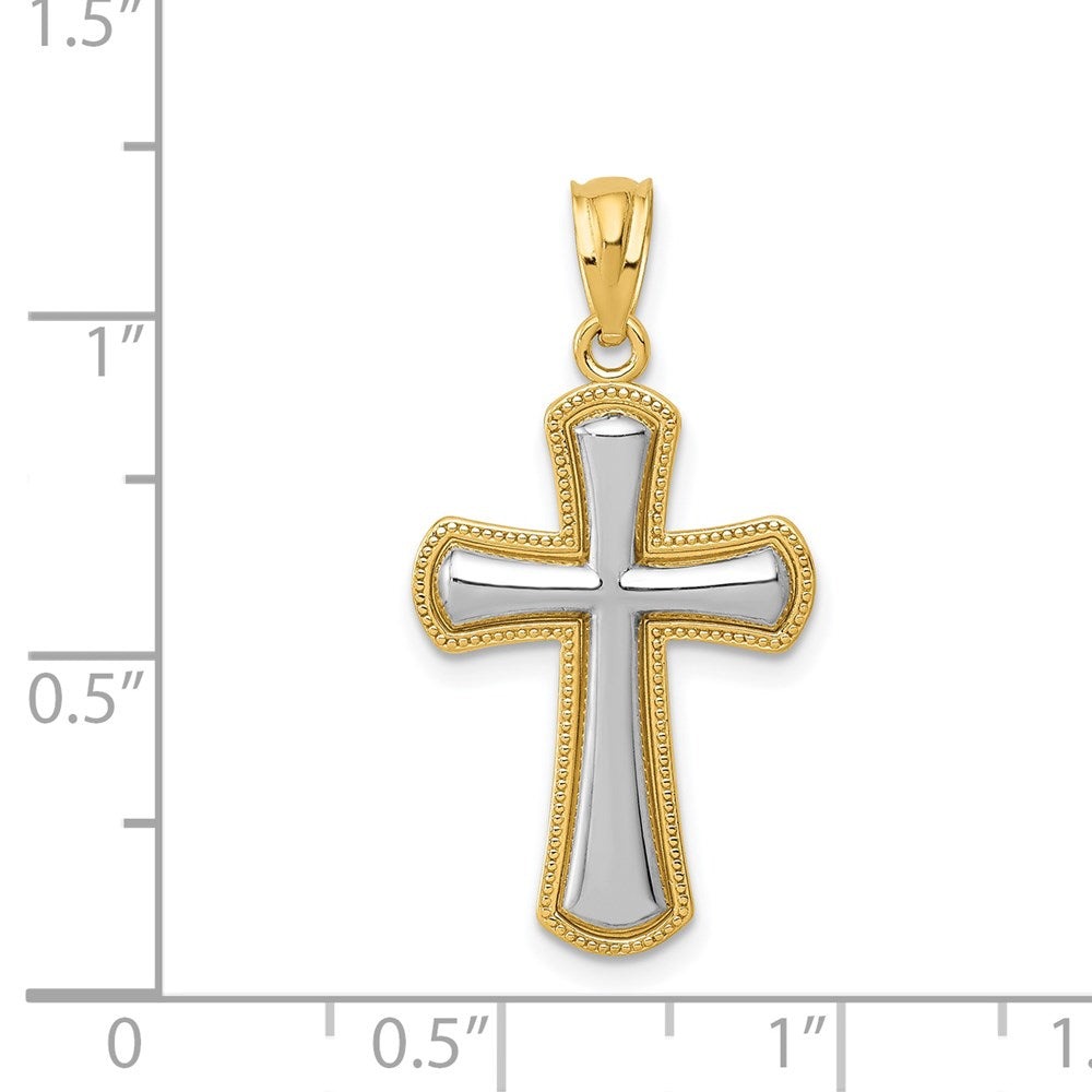 14K Gelb & Rhodium Poliert Kreuz Anhänger