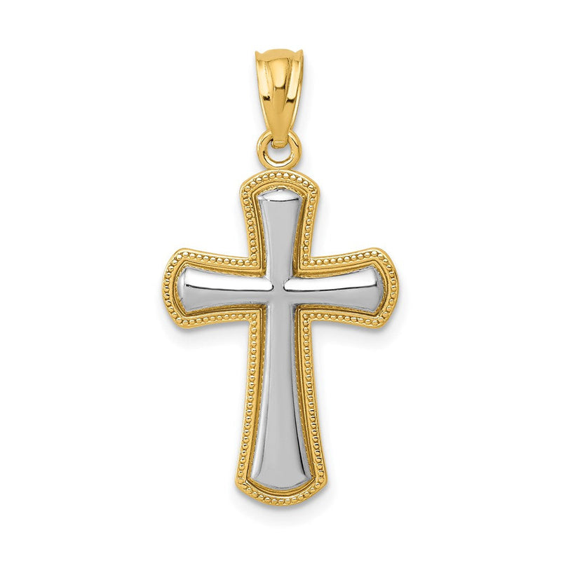 14K Gelb & Rhodium Poliert Kreuz Anhänger