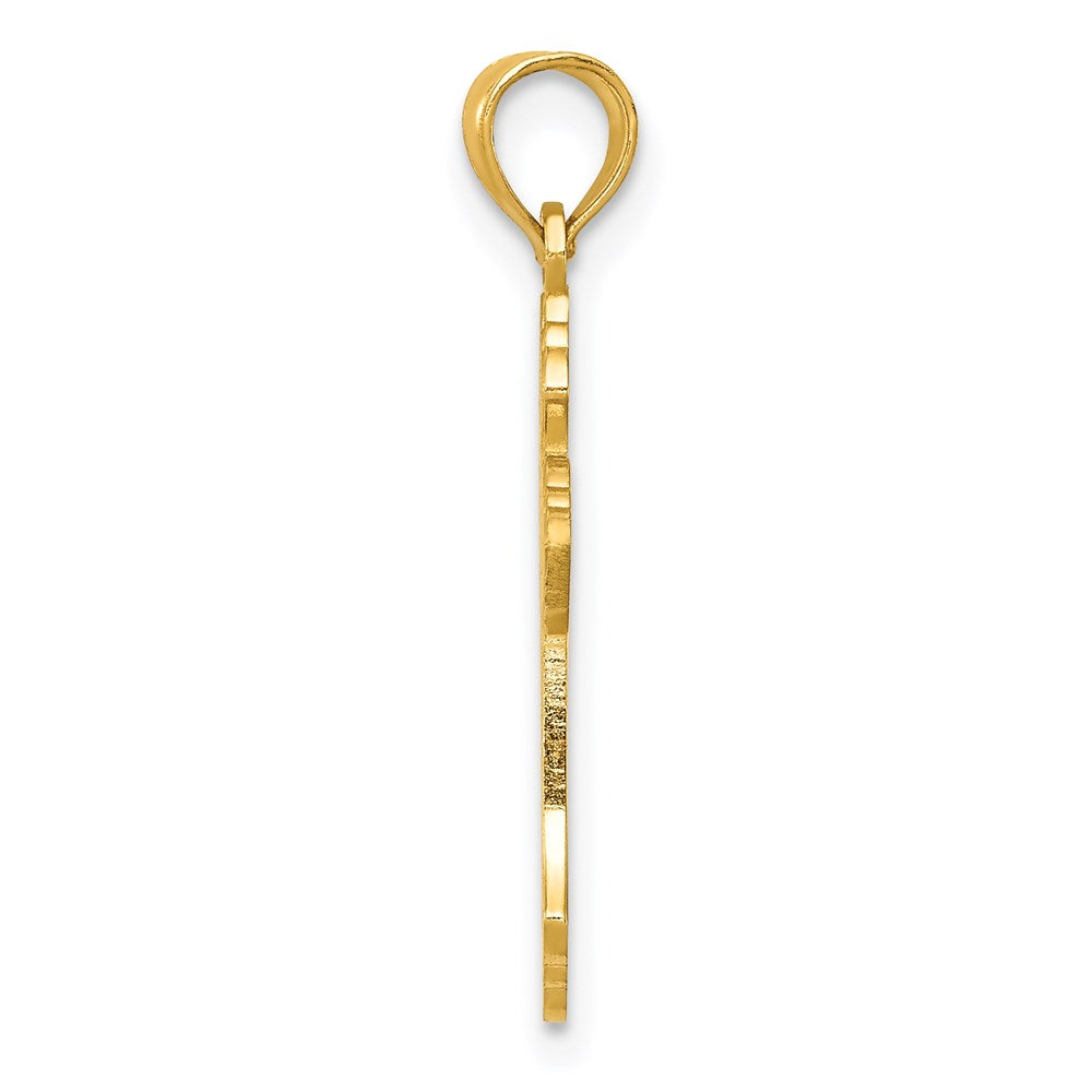 14K Gelbgold Poliert Passion Kreuz mit Lace Mittig Anhänger