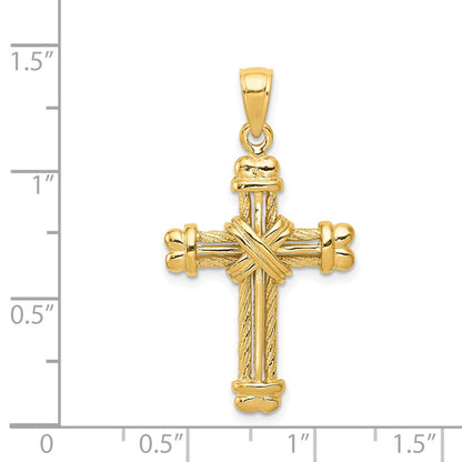 Kreuzanhänger aus 14K Gelbgold, poliert / strukturiert