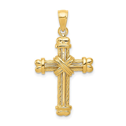 Kreuzanhänger aus 14K Gelbgold, poliert / strukturiert