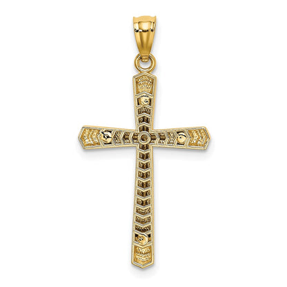14K Bicolor Poliert Diamantiert Kreuz Anhänger
