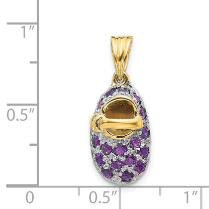 14K Gelbgold Im Labor Erzeugt Rubin und Diamant Doppelt Herz Ring