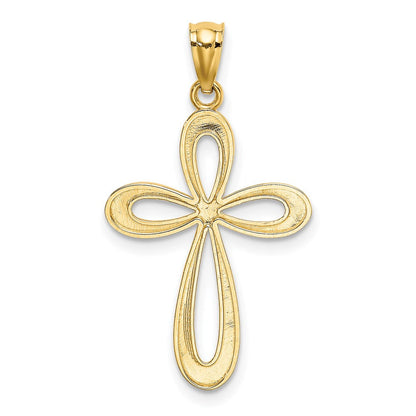 14K Gelbgold Poliert Schleife Kreuz Anhänger