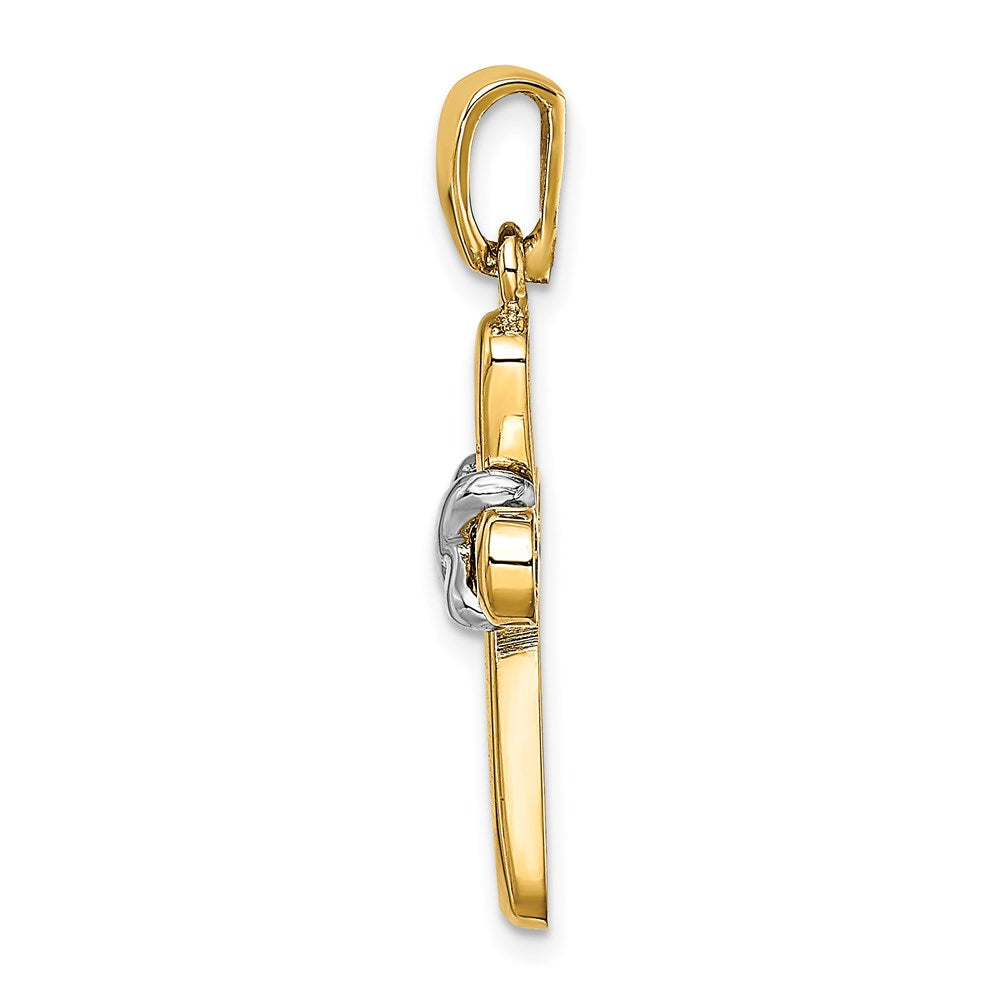 14K Bicolor Gold Kreuz-Anhänger mit X-Mittelstück