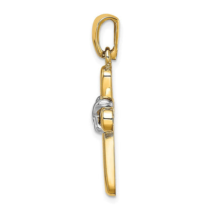14K Bicolor Gold Kreuz-Anhänger mit X-Mittelstück