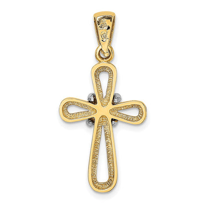 14K Bicolor Gold Kreuz-Anhänger mit X-Mittelstück