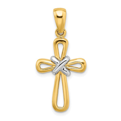 14K Bicolor Gold Kreuz-Anhänger mit X-Mittelstück